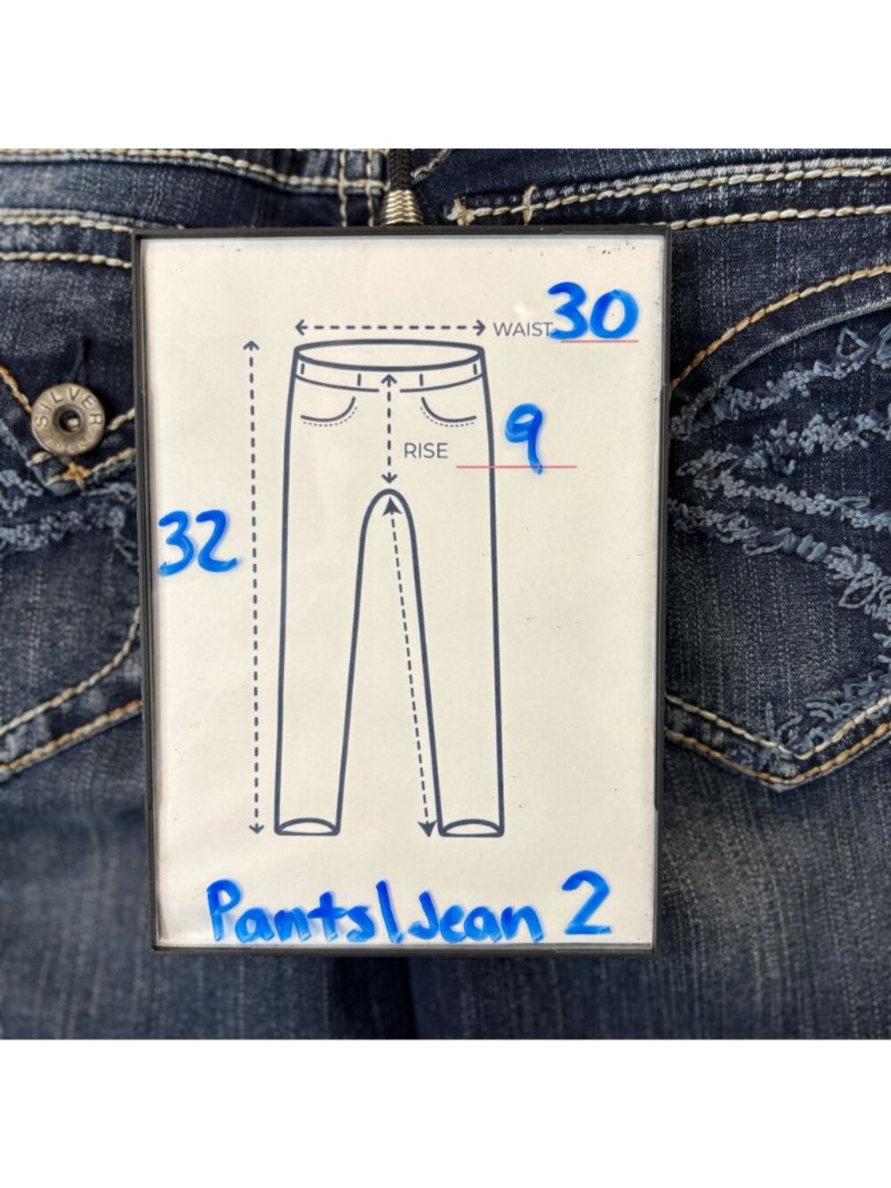 Silver Suki Womens 30 x 32 Jeans Bootcut Dark Wash Contrast Stitching Blue Denim - Picture 8 of 13